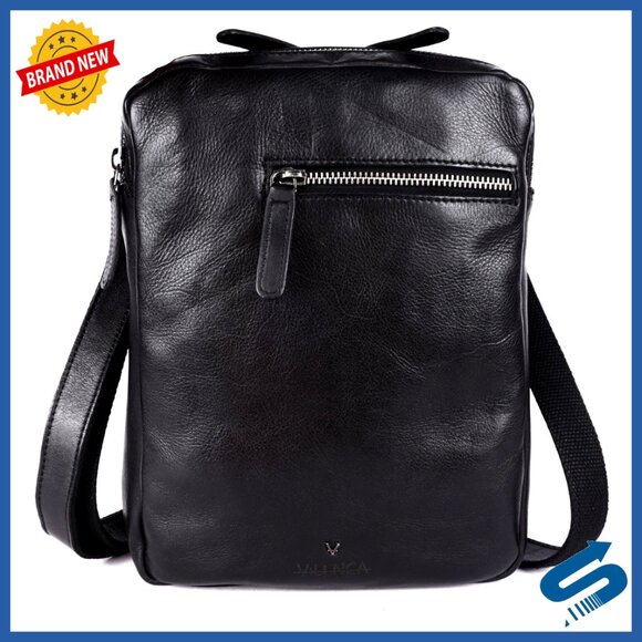 Genuine Italian Leather Shoulder Bag for Men - Adjustable Strap
